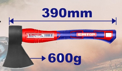 EHAMAX0600.jpeg Hacha 600gr. Con Mango de Fibra (39cm). Erntop x Un. - Imagen 1